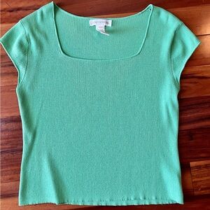 Green 90s square neck top